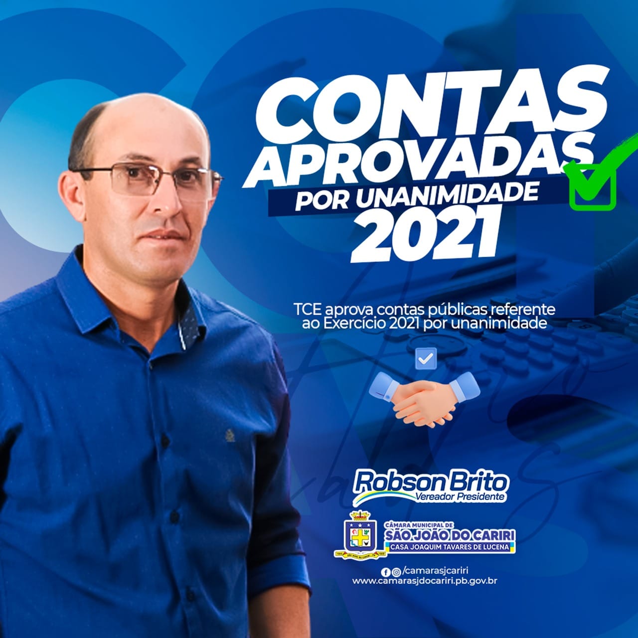 Presidente da Câmara de São João do Cariri, Robson Brito, tem contas de 2021 aprovadas por unanimidade pelo TCE-PB