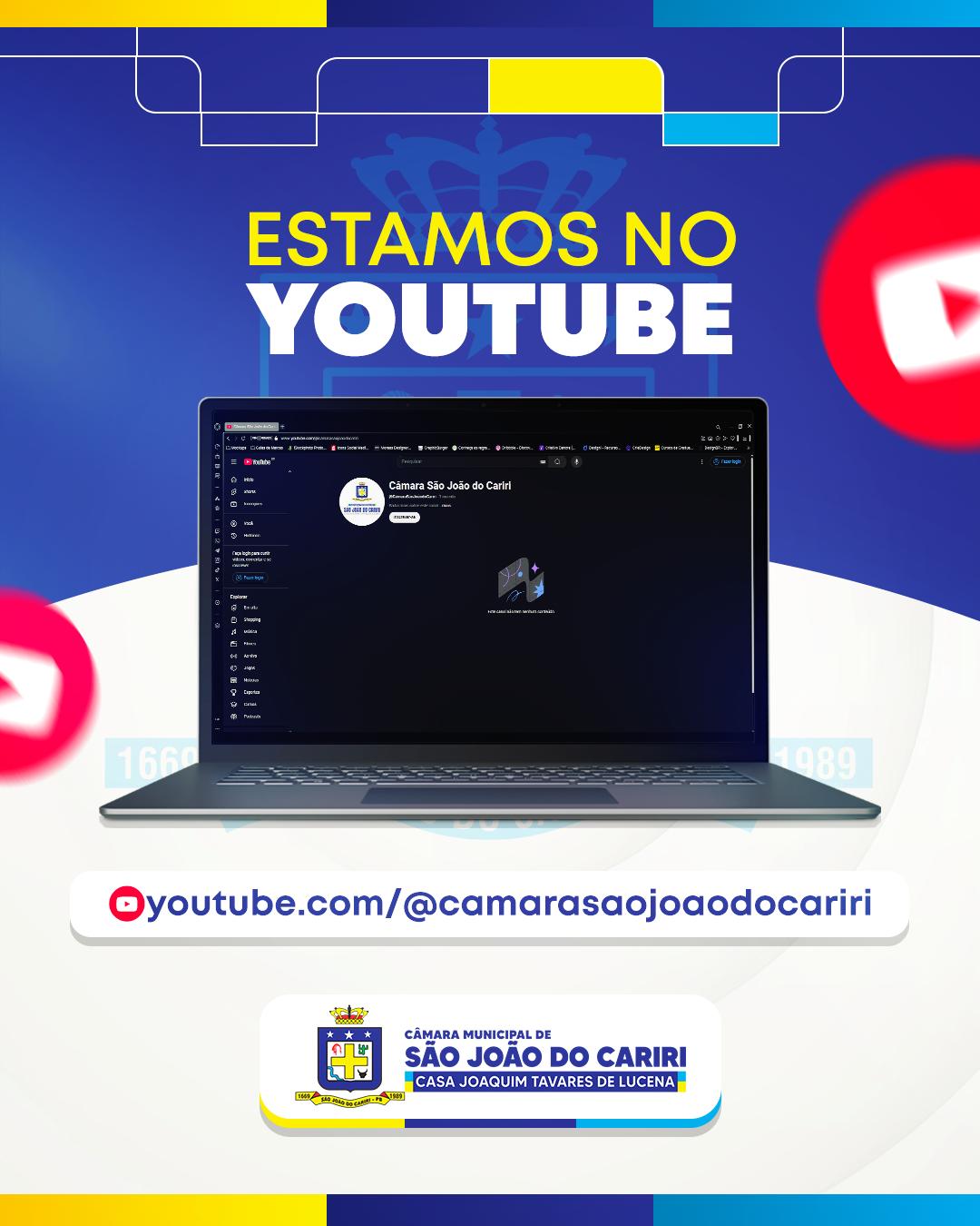 Novidade na Câmara Municipal de São João do Cariri! Agora estamos oficialmente com nosso canal do YouTube.