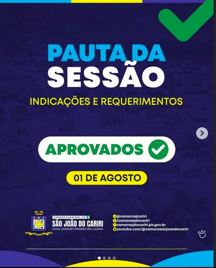 Sessão da Câmara Municipal de São João do Cariri Aprova Indicações e Requerimentos