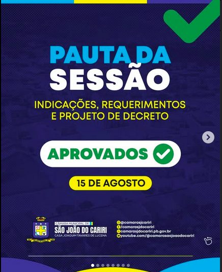Aprovados Projetos e Indicações na Sessão de 15 de Agosto em São João do Cariri