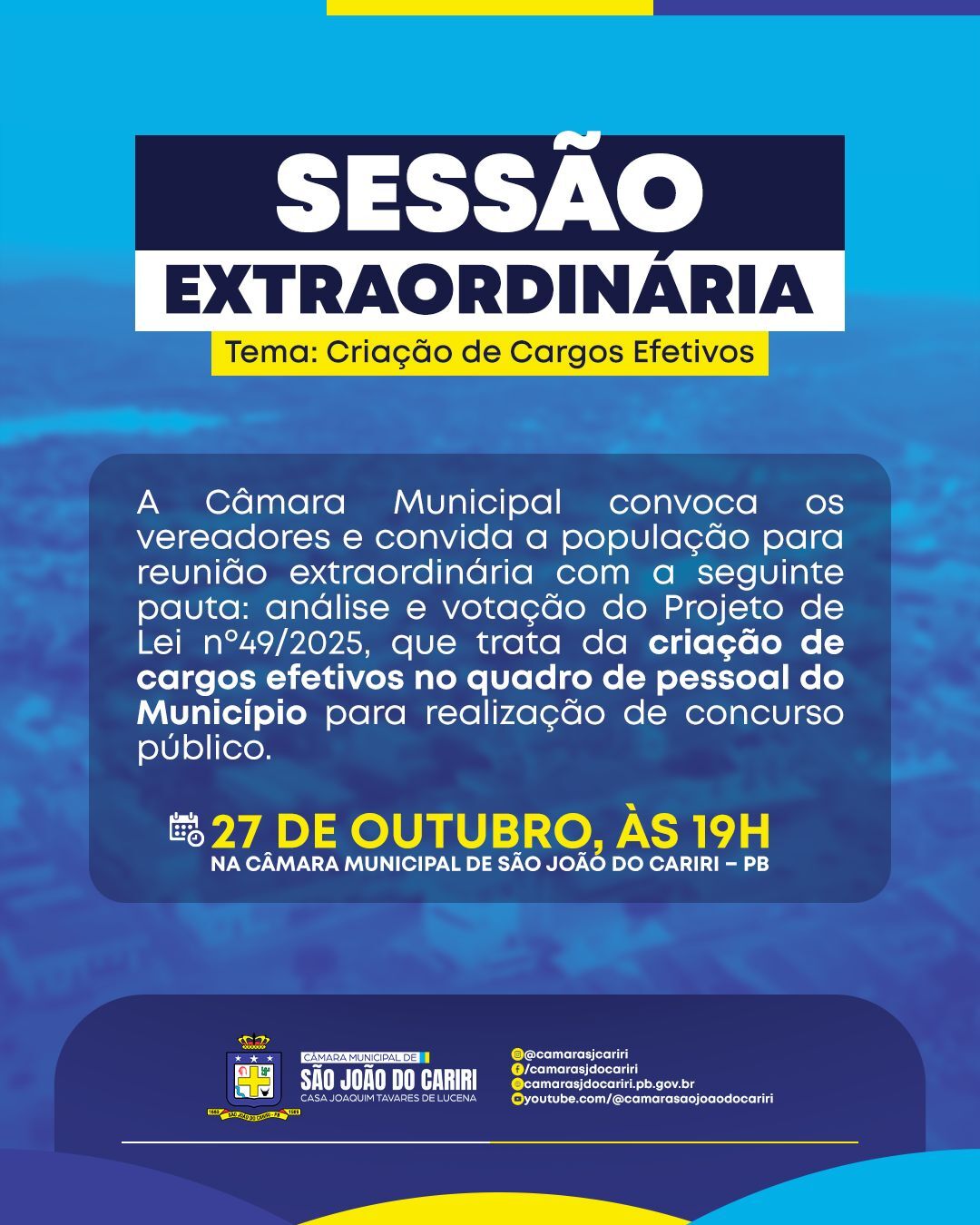 CONVITE: SESSÃO EXTRAORDINÁRIA