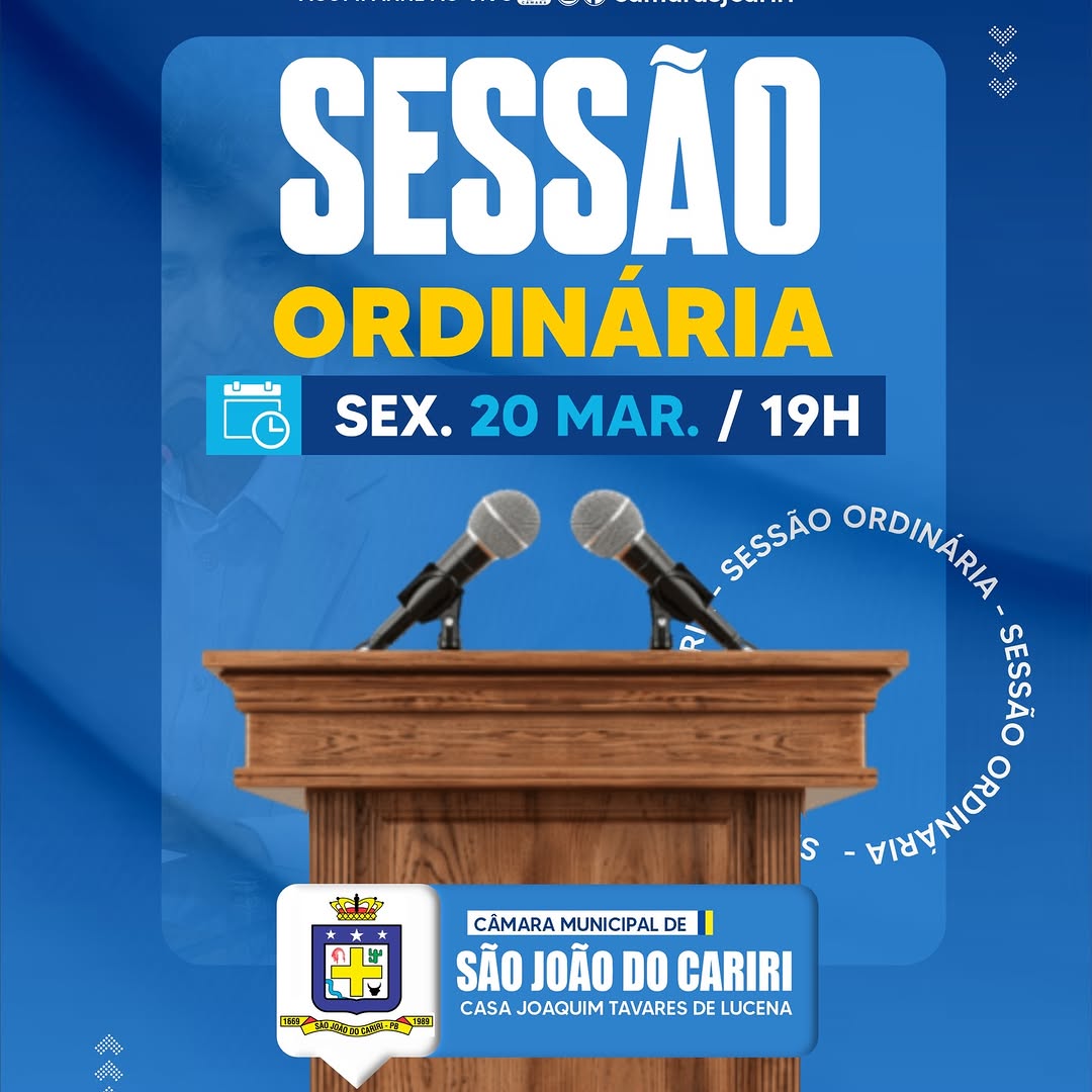 Câmara de São João do Cariri realiza 3ª Sessão Ordinária nesta sexta
