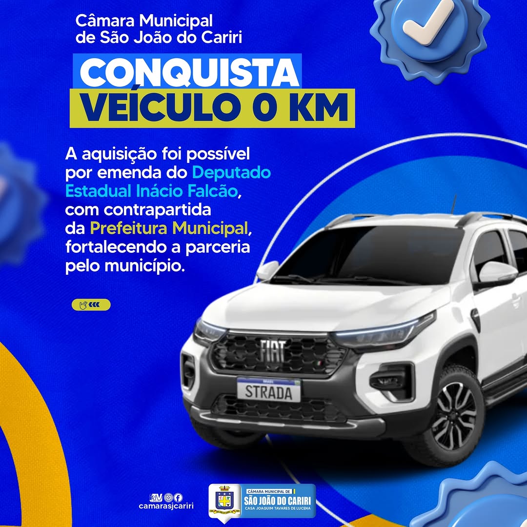 São João do Cariri: Legislativo fortalece estrutura com novo veículo