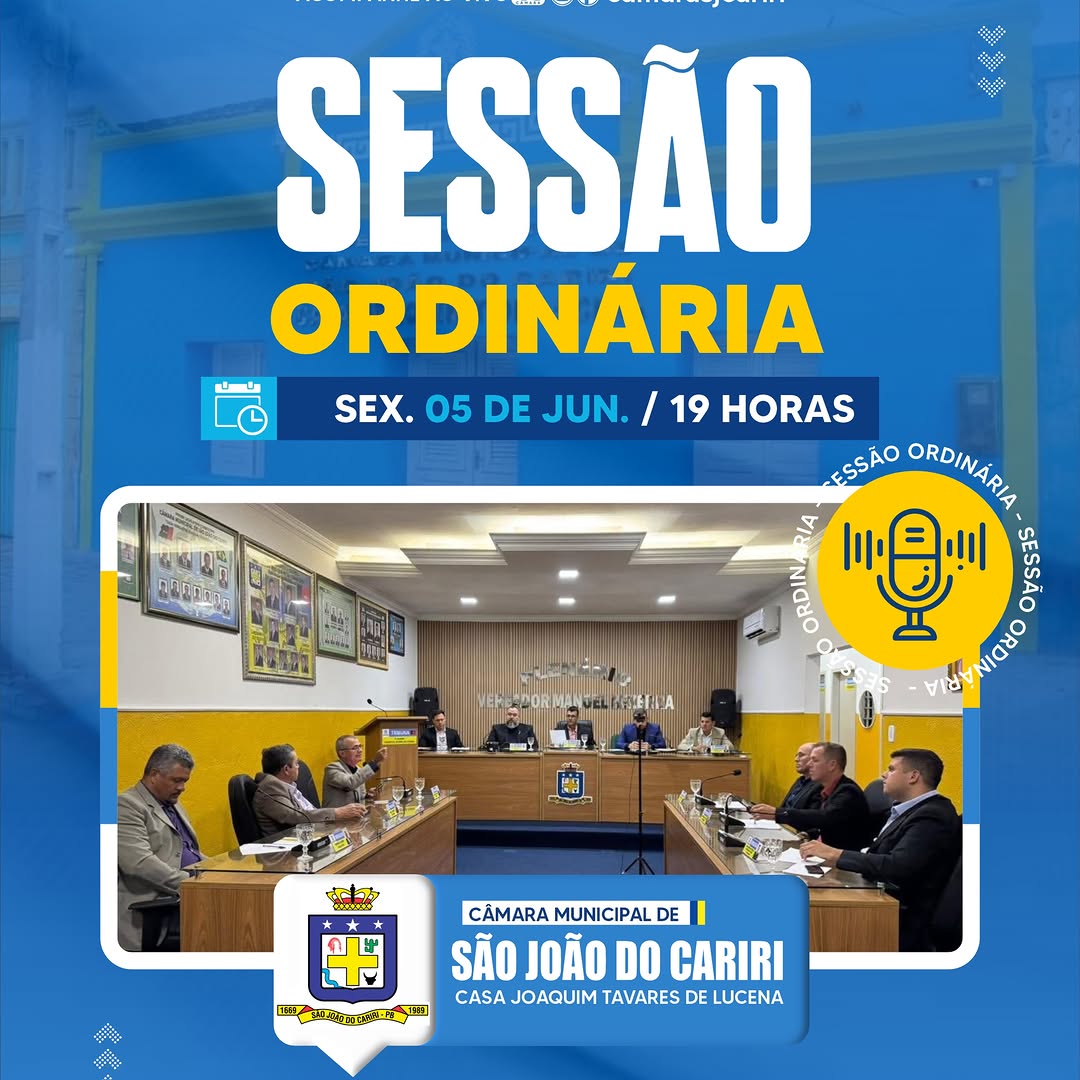 Câmara de São João do Cariri realiza 8ª Sessão Ordinária nesta sexta